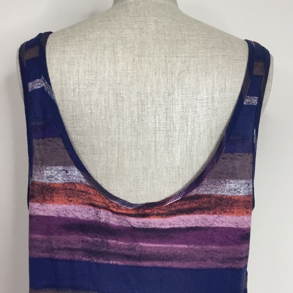 Splendid Semi-Sheer Multicolor Streak Scoop Neck Relaxed Tank Top Medium - Picture 7 of 12